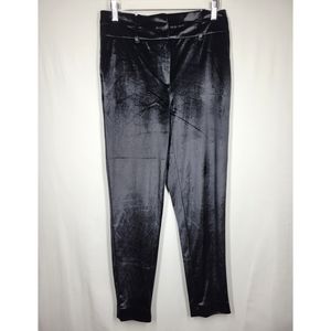 NWT WHBM Black Liquid Velvet Tapered Ankle Pants 2 High Rise Pockets